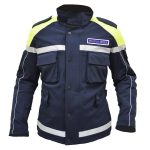Giacca moto invernale con inserti gialli