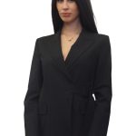 Giacca donna nera con cintura