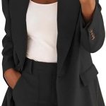 Blazer Donna Elegante Nero Lungo Sweatblazer Sportivo Donna Manica Lunga Vita Lunga Giacca Lunga Giacca Donna Autunno Giubbotto Lungo Giacca Estiva Leggera, A001 nero, S : Amazon.it: Moda