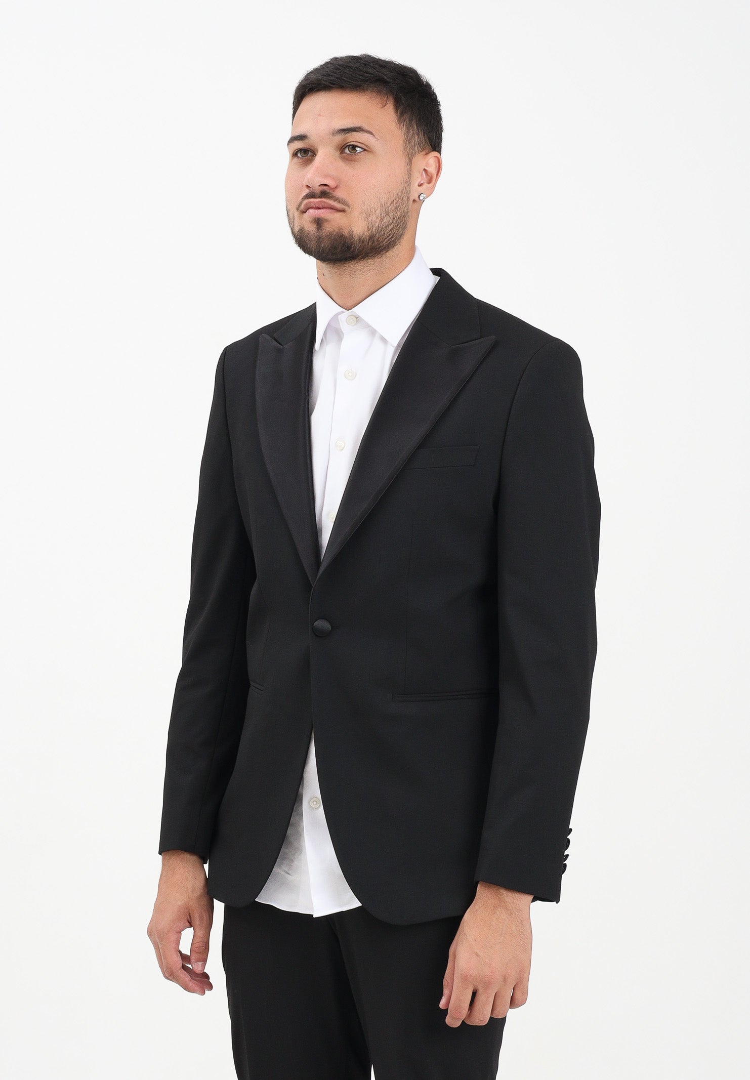 giacca-nera-uomo-282sbj-1.jpg SELECTED HOMME Giacca nera da uomo con collo in raso 46 - immagine 1