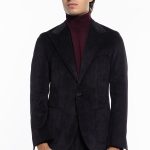 Giacca uomo monopetto nera in velluto a costine strette Rever a lancia tasche a toppe Carillo Moda | Abbigliamento uomo e donna, scarpe e accessori