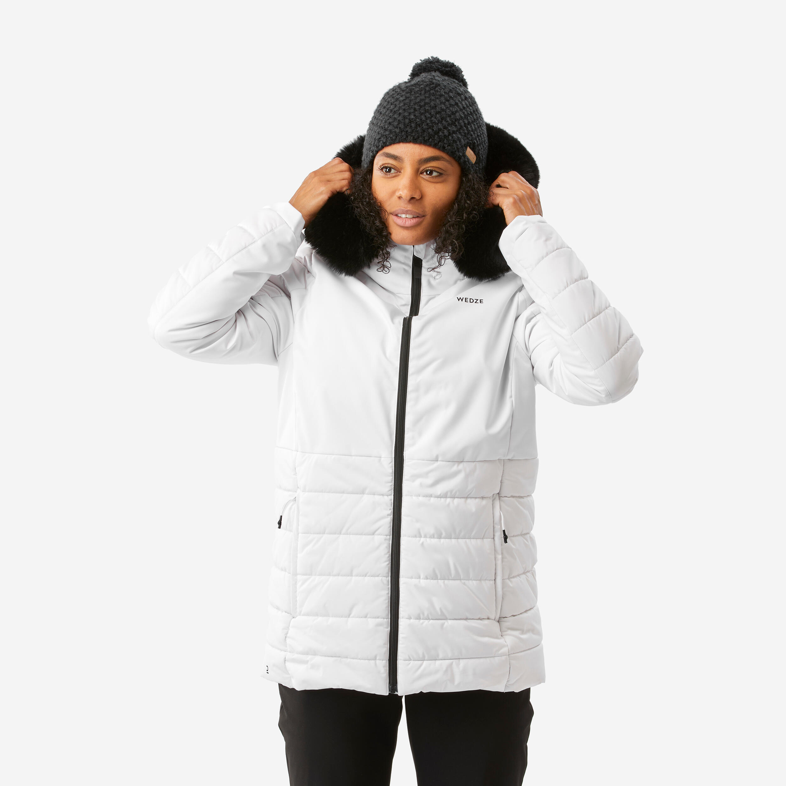 giacca-neve-donna-828ihf-1.jpg Giacca sci donna 100 WARM LONG bianca - immagine 1