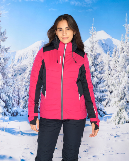 giacca-neve-donna-920idi-1.jpg Globo E Commerce Calzature, Abbigliamento, Sport, Intimo, Accessori REUSCH Giacca da sci donna fuchsia e nera con cappuccio impermeabile traspirante e antivento - immagine 1