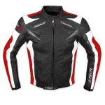 Moto Giacca Pelle Motociclismo Gilet Estraibile Protezioni CE Traspirante Rosso