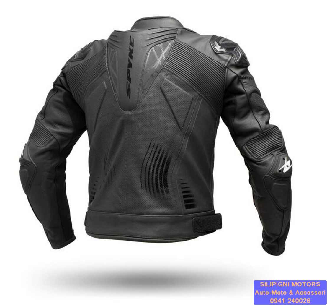 giacca-pelle-moto-380pju-1.jpg Silipigni Motors Giacca Moto in Pelle SPYKE ARAGON EVO Racing Ventilata Colore Nero - immagine 1