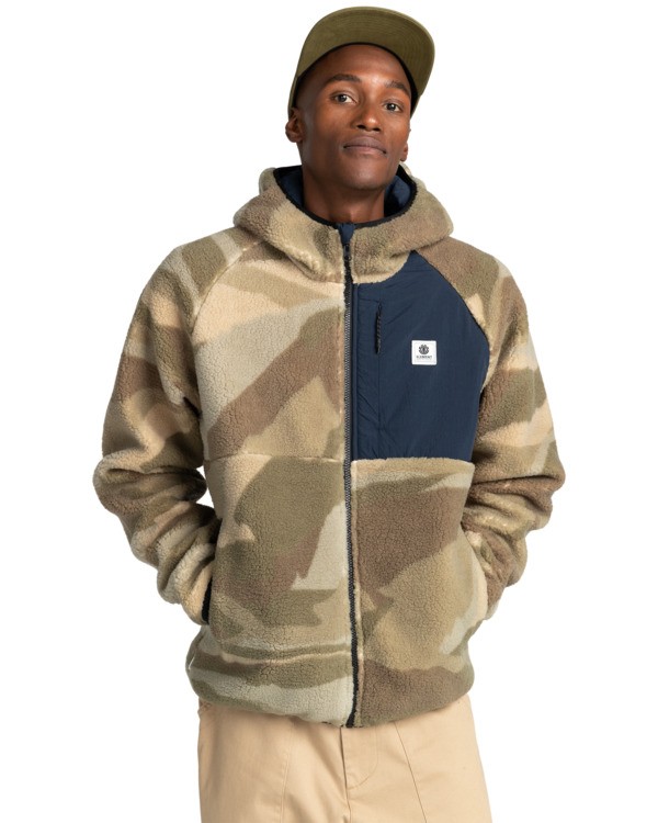 giacca-pile-uomo-827pom-1.jpg Wolfe Pile reversibile con cappuccio da Uomo Pile reversibile con cappuccio Beige Uomo | Element - immagine 1