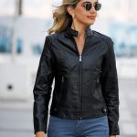Peuignao Giacca Biker Donna Nero S Pelle Sintetica Impermeabile e Antivento Biker Chic Slim Fit Tinta Unita Tasca Dritta Autunno Donna : Amazon.it: Moda