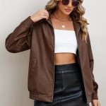 CMTOP Giacca Donna Pelle Giacca Similpelle Donna Giubbotto in PU Ecopelle, Moda Y2k Giacche Casual Motociclista Giubbino Streetwear Capispalla con Tasche per Primaverile Autunnale(marrone,S) : Amazon.it: Moda