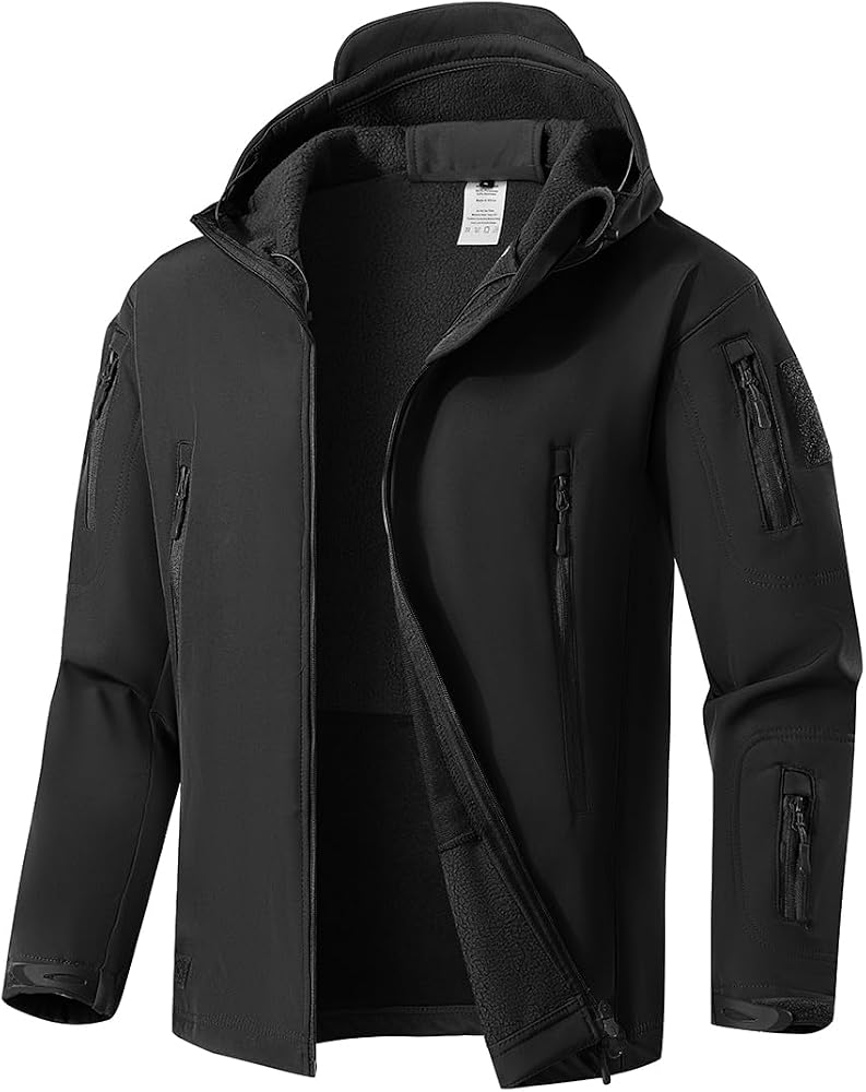 giacca-softshell-uomo-943xob-1.jpg WINKEEY Giacca da Uomo Giacca Softshell con Cappuccio Autunno Invernale Giacca esterna impermeabile e antivento foderata in pile caldo,nero S : Amazon.it: Moda - immagine 1