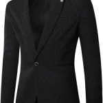 Gefomuofe Giacca da uomo per il tempo libero, giacca da lavoro, sportiva, slim fit, blazer, da uomo, moderna, per il tempo libero, per cena, matrimonio, feste, balli, vestibilità regolare, A nero, L :