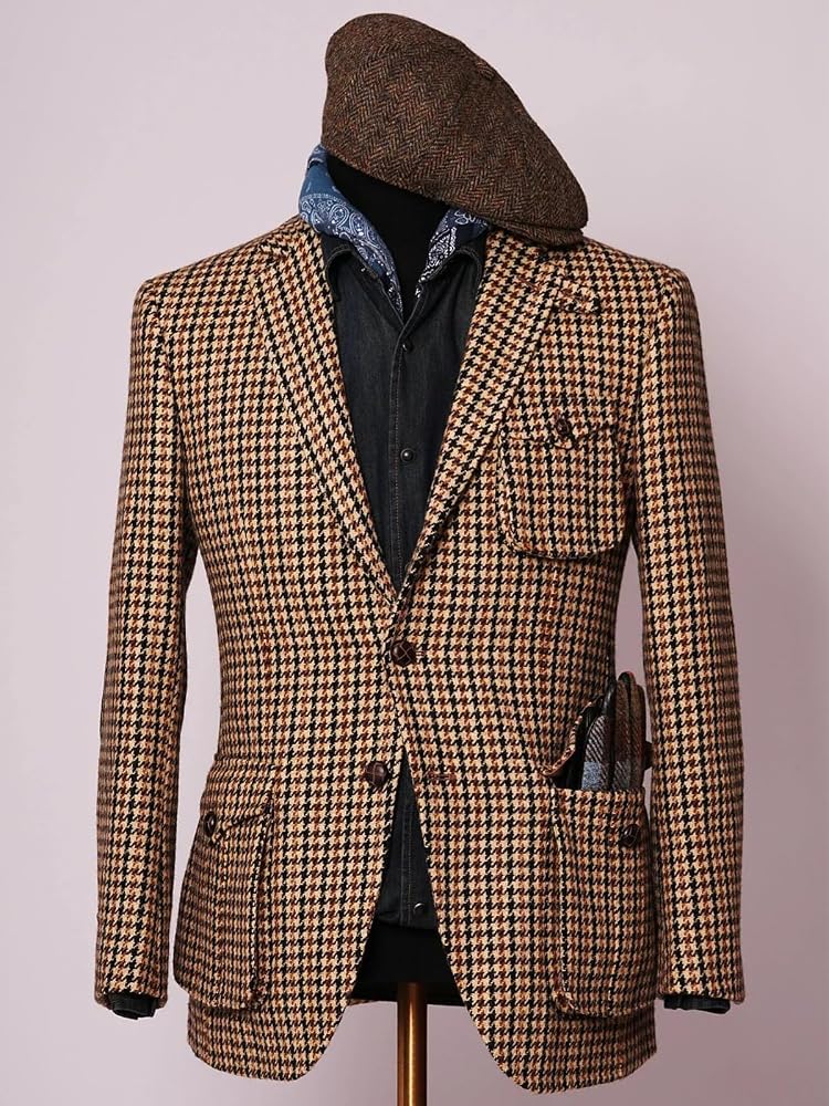 giacca-tweed-291skn-1.jpg RAJEGAR Giacca sportiva da uomo pied de poule in tweed norfolk giacca casual misto lana vintage sposo britannico cappotto hacking giacche, Pied de poule, XXS : Amazon.it: Moda - immagine 1
