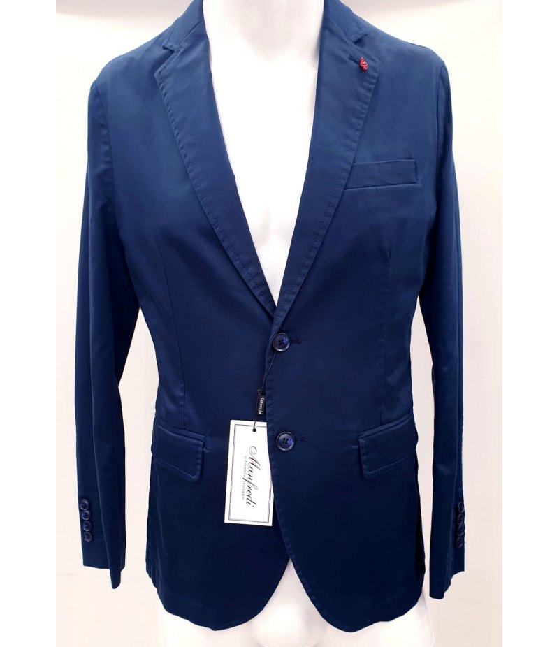 giacca-uomo-casual-406lzt-1.jpg Giacca Uomo Casual e Cerimonia, Modello Slim, Colore Blu in Cotone Elasticizzato, Manfredi - immagine 1