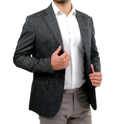 giacca-uomo-elegante-109tay-1.jpg Giacca Uomo Made in Italy Invernale Blazer Elegante Grigio Slim Fit Sartoriale I | eBay - immagine 1
