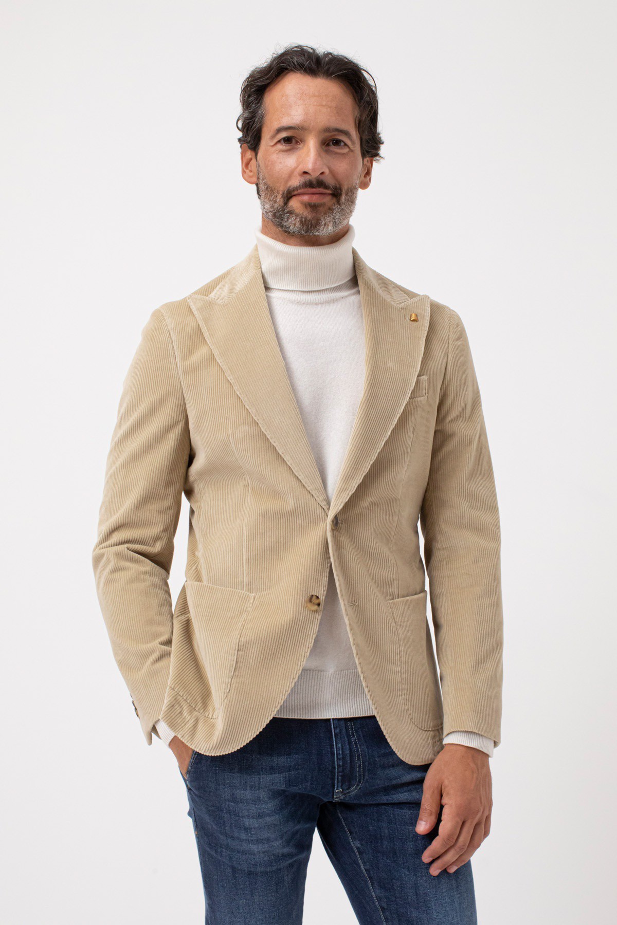 giacca-velluto-uomo-443adx-1.jpg Giacca velluto stretch beige per uomo LATORRE A/I - immagine 1