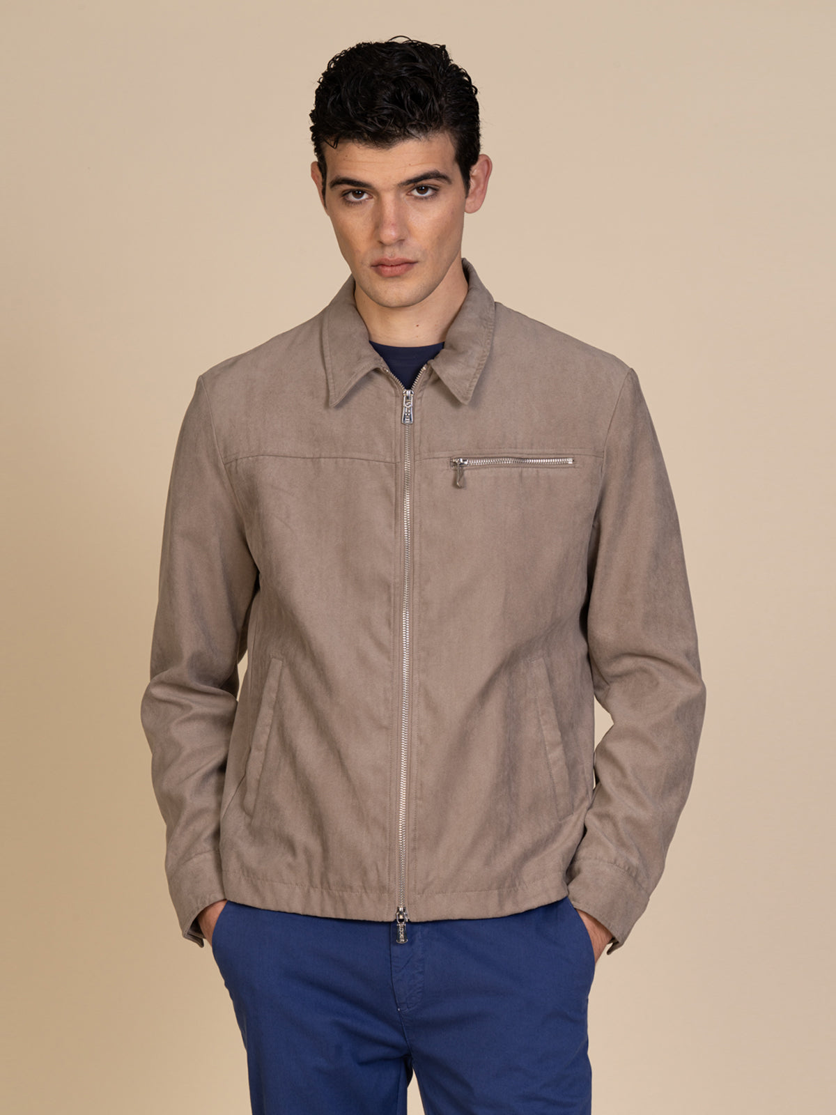 giubbotto-bomber-uomo-650zsu-1.jpg Bomber Uomo effetto scamosciato con zip | Blooker - immagine 1