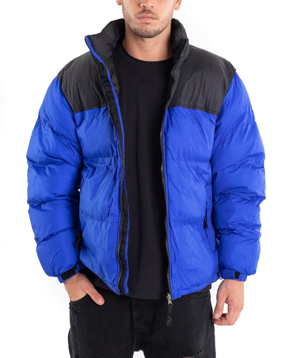 giubbotto-bomber-uomo-837wwn-1.jpg Giubbotto Uomo Bomber Bicolore Nero Blu Royal Puffer Imbottito GIOSAL G2911A S - immagine 1