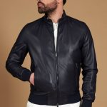 Bomber pelle uomo giubbino giacca pelle blu bomber 106