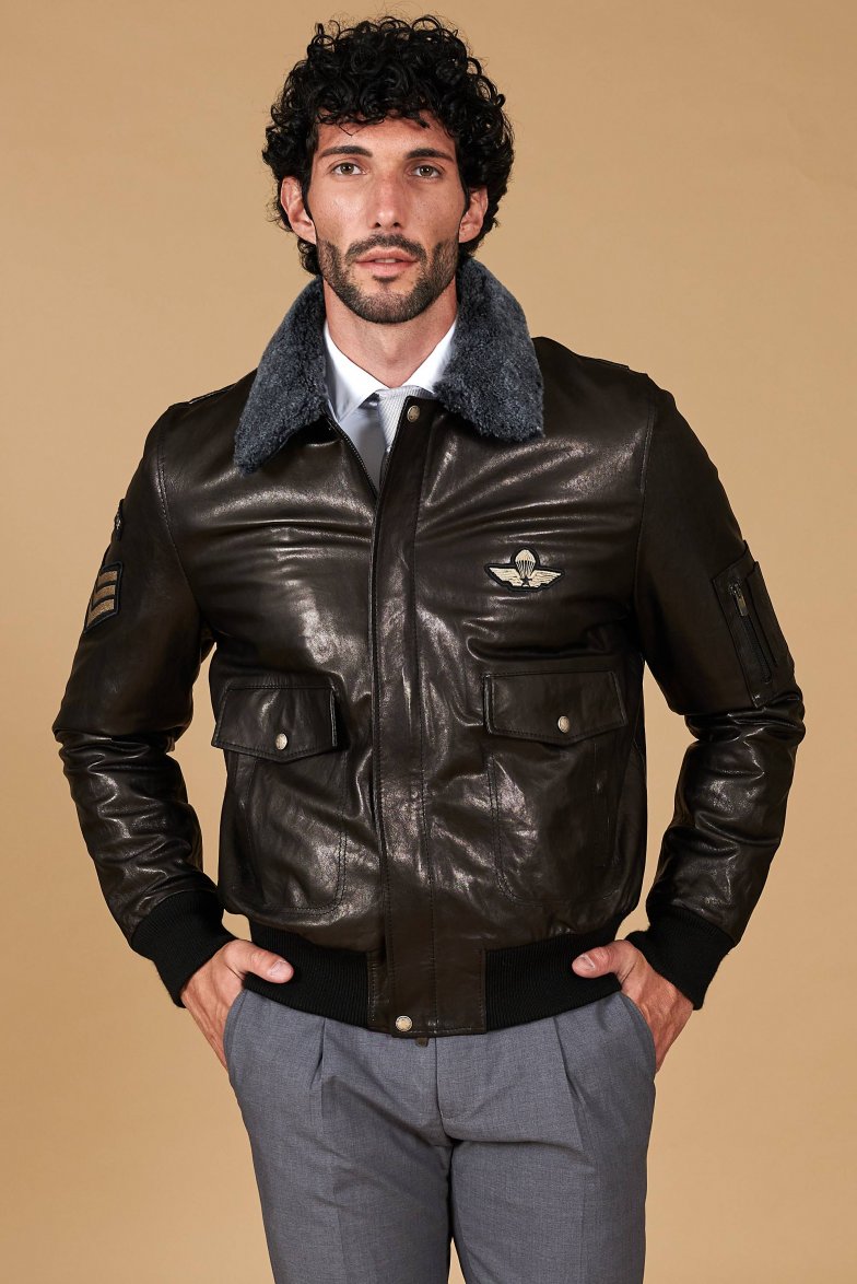 giubbotto-di-pelle-448kmq-1.jpg Pelle Nera Giubbotti In Pelle Uomo Inverno 2019 Vintage Giacca Di Pelle Leggera Uomo Giubbotto Pelle Uomo Giacca - immagine 1