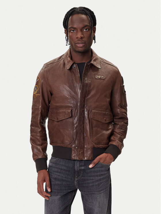 giubbotto-di-pelle-481wds-1.jpg Aeronautica Militare Giacca di pelle 252PN0963U100839 Marrone Regular Fit | Modivo.it - immagine 1