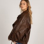 Giacca di pelle over marrone CVG Gold
