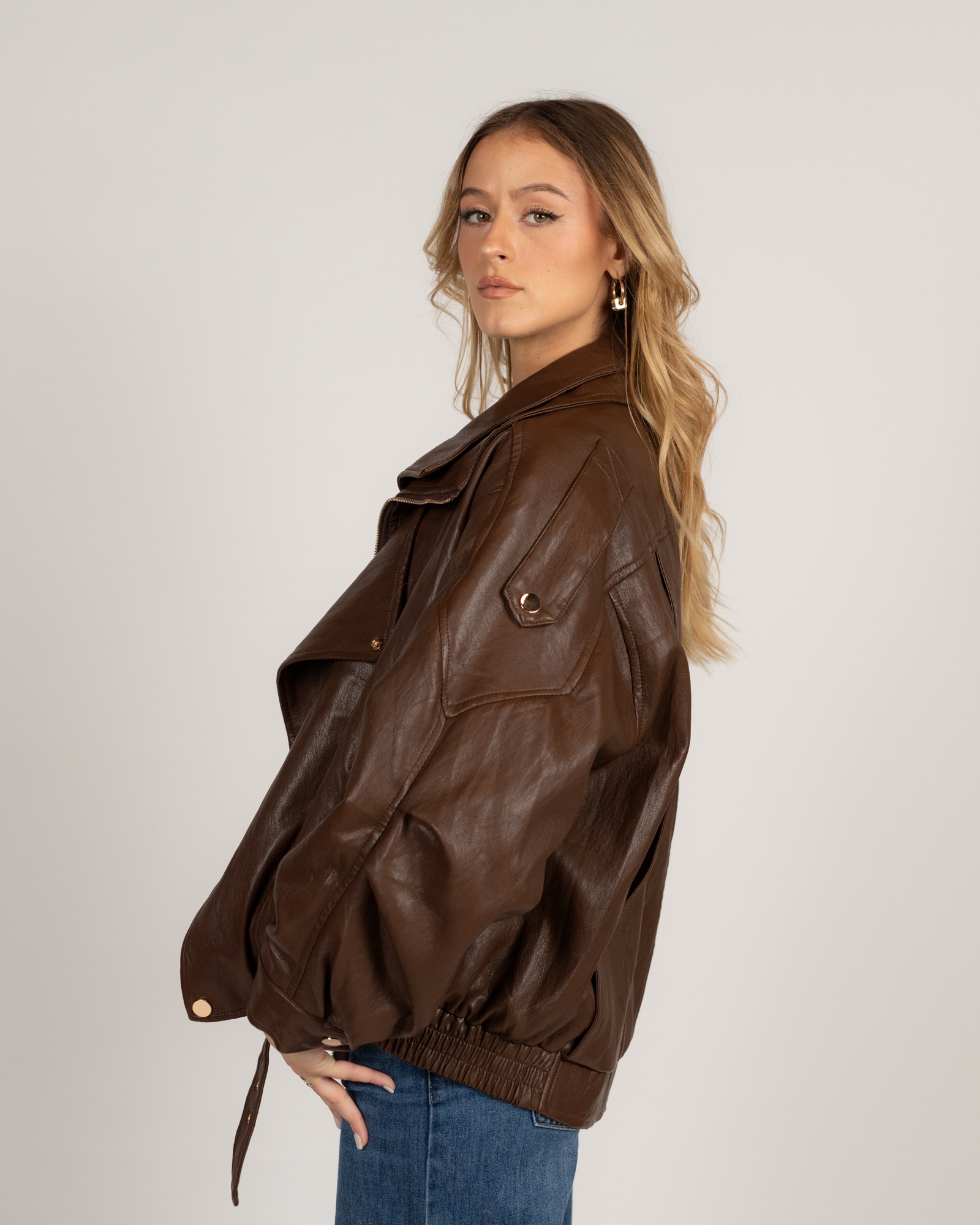 giubbotto-di-pelle-531una-1.jpg Giacca di pelle over marrone CVG Gold - immagine 1
