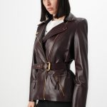 Elisabetta Franchi WOMEN JACKET WITH BELT Giacca di pelle merlot/bordeaux Zalando.it