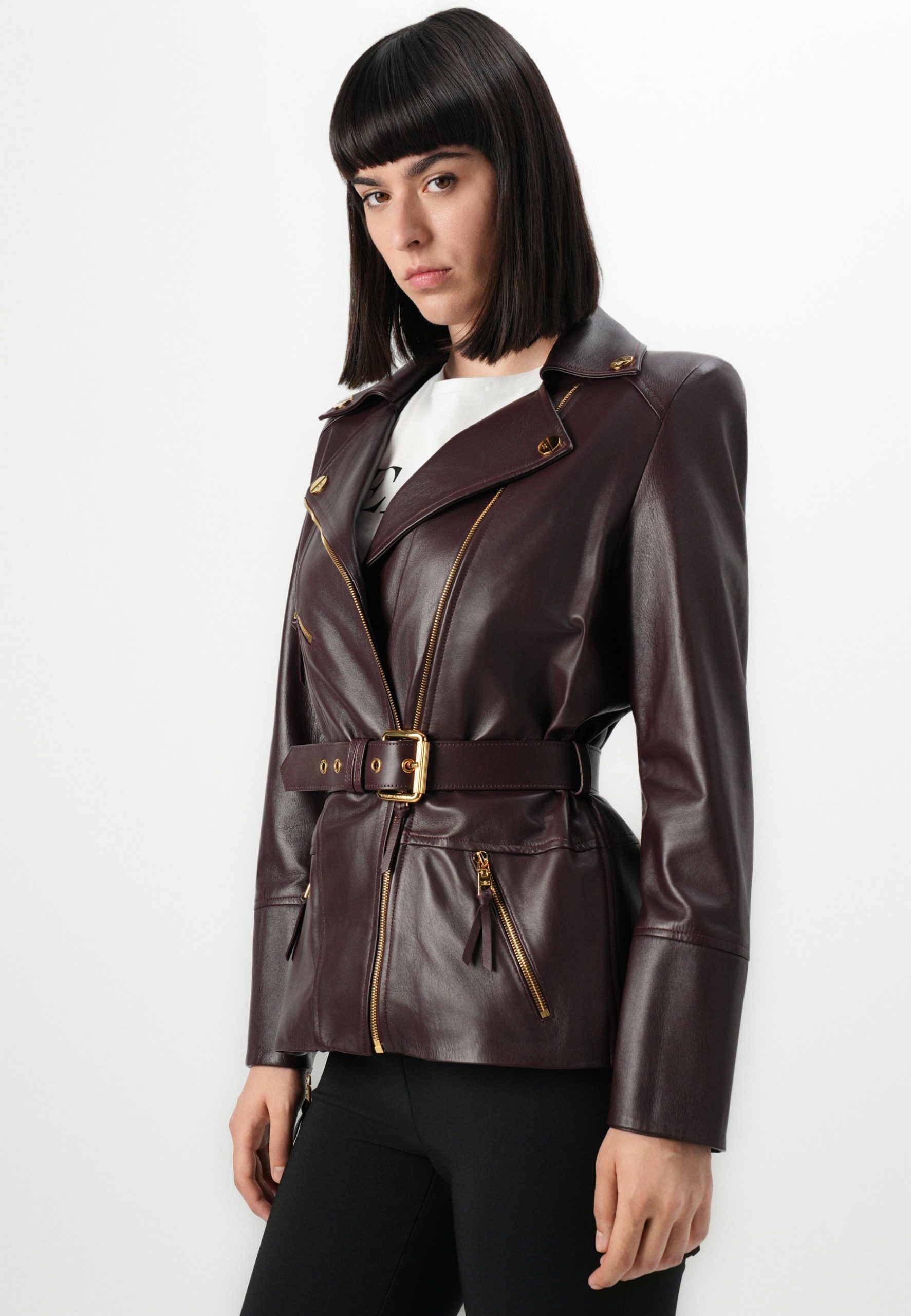 giubbotto-elisabetta-franchi-148xuc-1.jpg Elisabetta Franchi WOMEN JACKET WITH BELT Giacca di pelle merlot/bordeaux Zalando.it - immagine 1