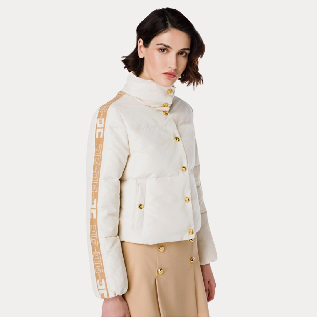 giubbotto-elisabetta-franchi-204pgb-1.jpg Giubbotto Donna a collo alto con bande logate | Mille di Zemas - immagine 1
