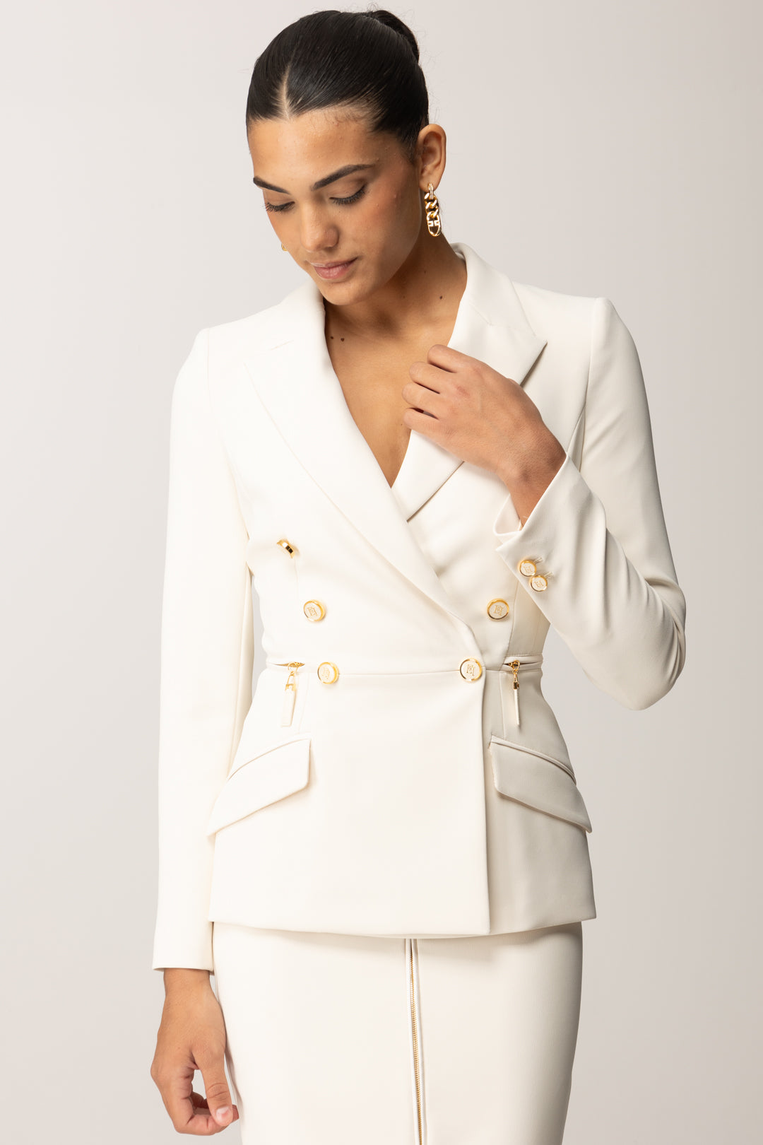 giubbotto-elisabetta-franchi-404fzm-1.jpg Double breasted Jacket with Zips at the Sides - immagine 1