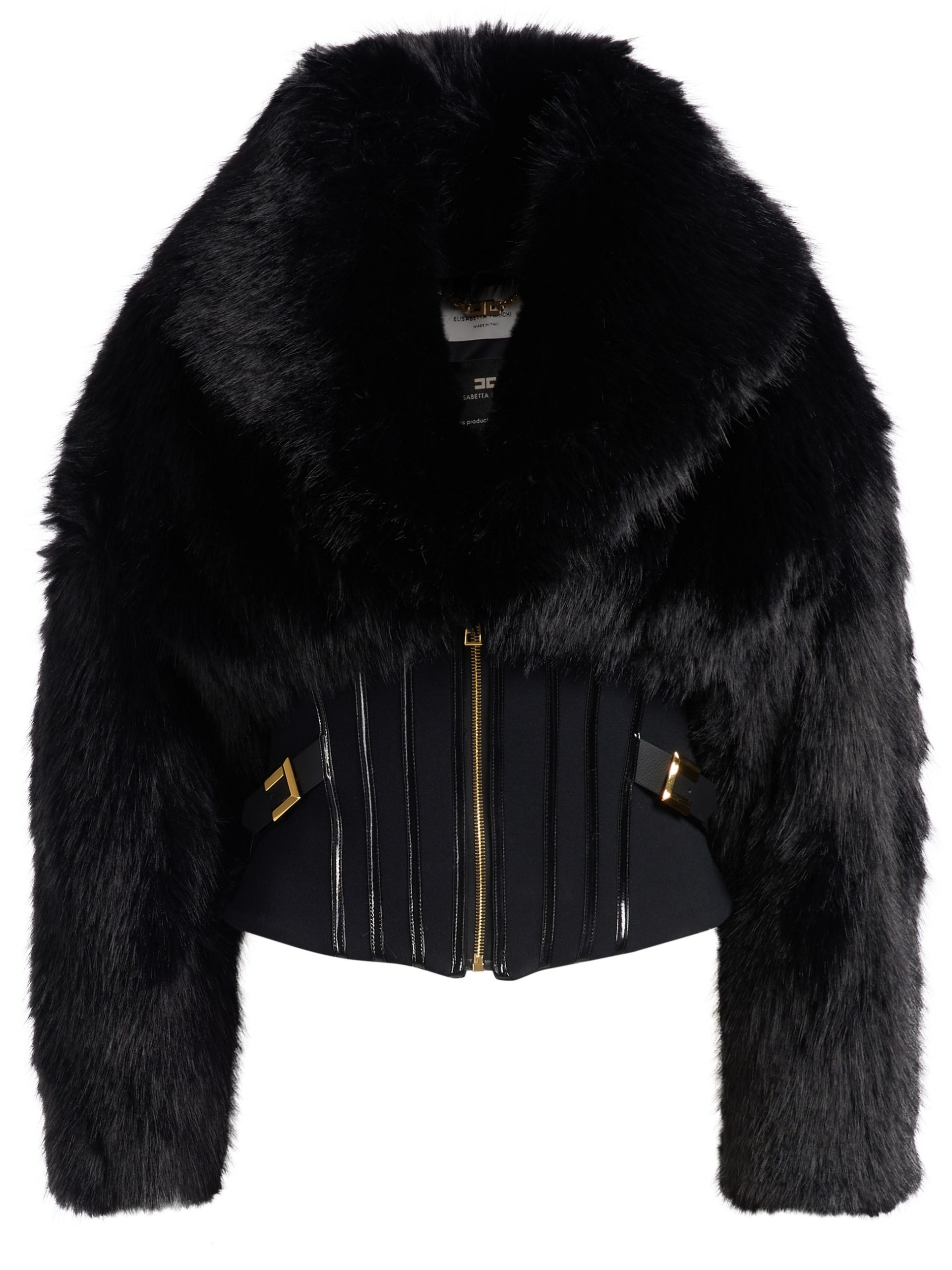 giubbotto-elisabetta-franchi-723gvj-1.jpg Giubbotto Elisabetta Franchi in ecopelliccia nero - immagine 1