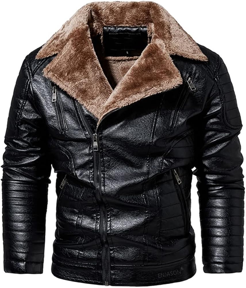 giubbotto-in-pelle-615rcp-1.jpg seiveini Giacca in Pelle da Uomo Classico Cappotto Giacca Militare Biker con Colletto Giubbino Cerniera Giacca Moto Giubbotto Impermeabile Slim Fit Vintage Invernale Bomber Giacca Pelle A Nero L : Amazon.it: Moda - immagine 1