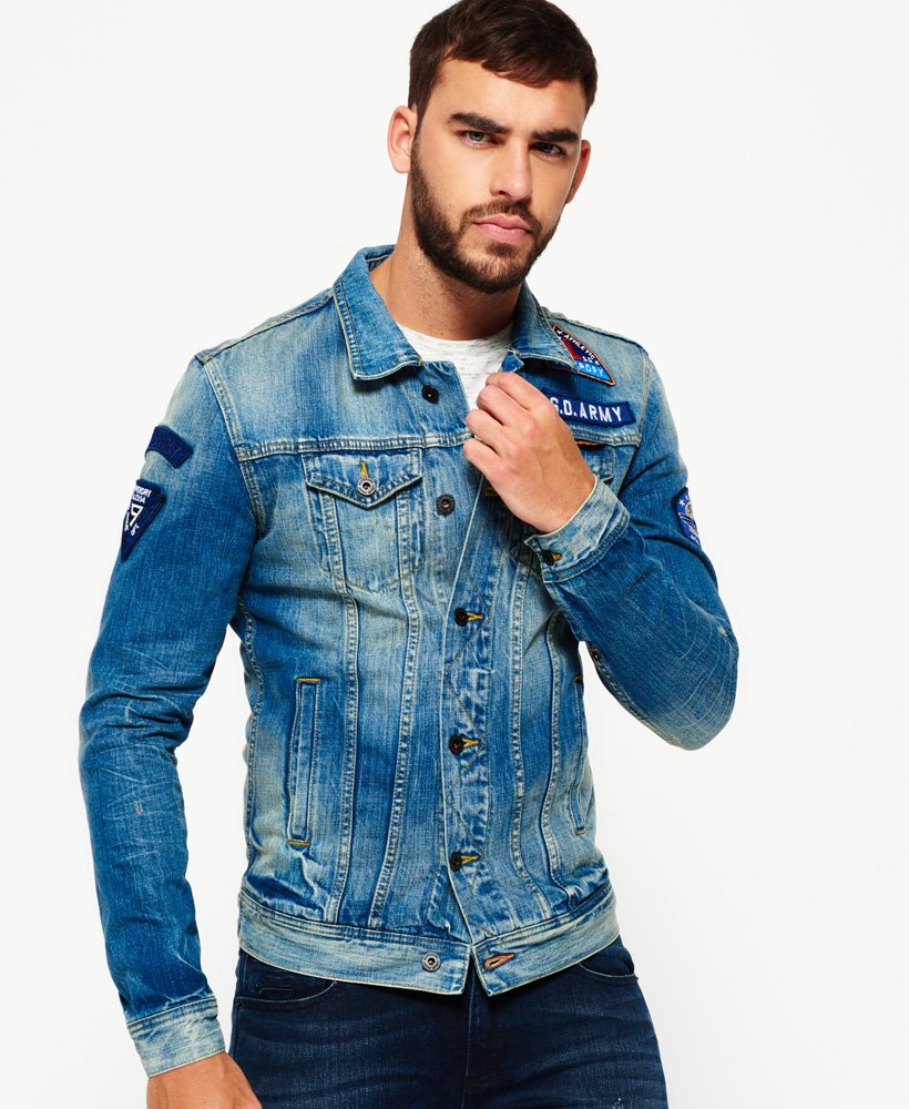 giubbotto-jeans-uomo-055ijg-1.jpg Giacca di jeans Rogue Patch Truckerhammered vintage da Uomo | Superdry IT - immagine 1