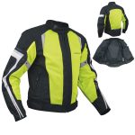 Giacca Moto estiva Tessuto Rete Mesh Traspirante Protezioni CE Omologate Fluo