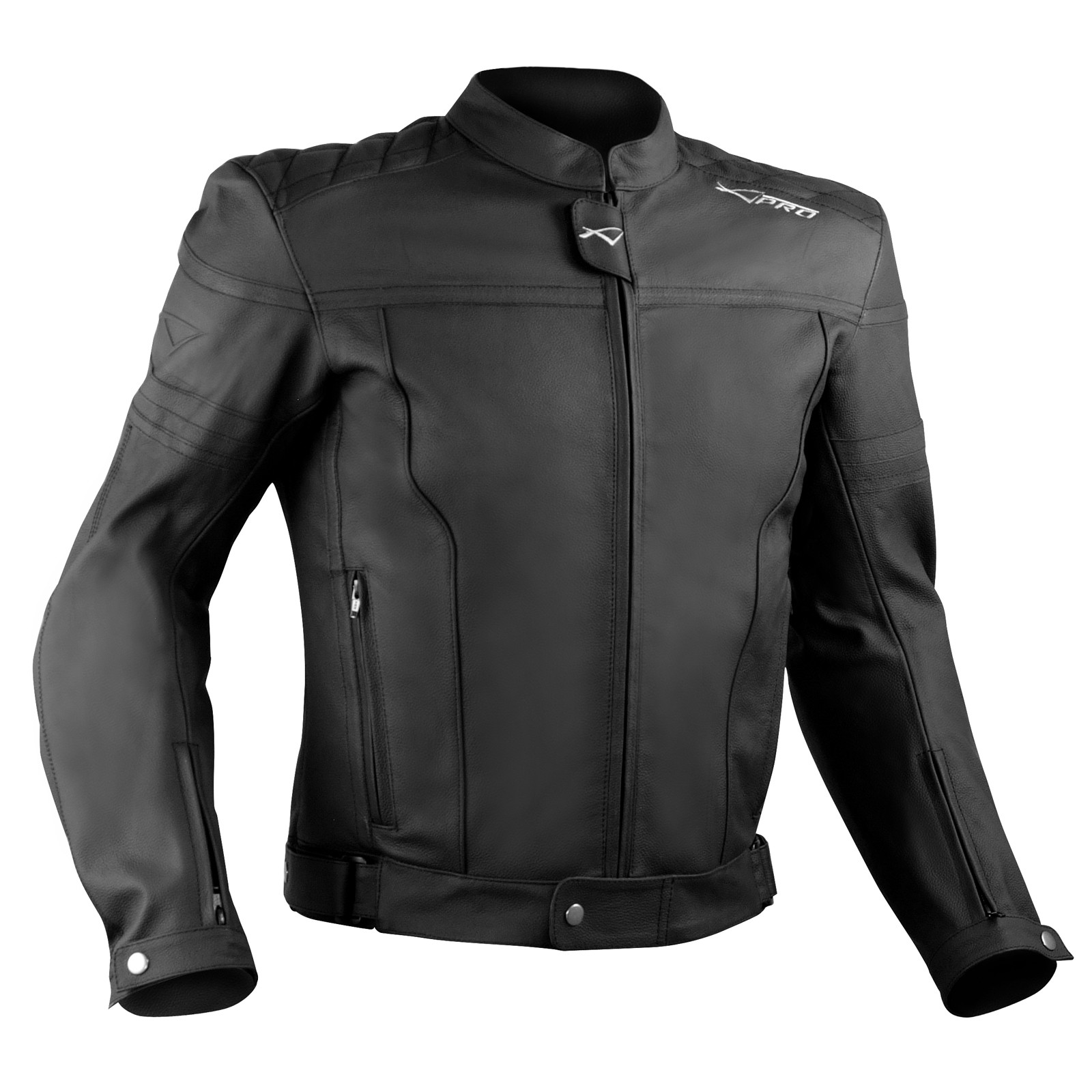 giubbotto-moto-714oku-1.jpg Giacca Giubbino Moto Pelle Sfoderabile Sport Custom Nero Protezioni Omologate - immagine 1