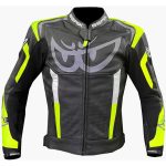 GIUBBOTTO MOTO BERIK IN PELLE NERO GIALLO (LJ 171320) ALFAMOTO