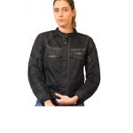 Giacca da moto Donna Oz, traforata in MaxTex, Nero e Grigio
