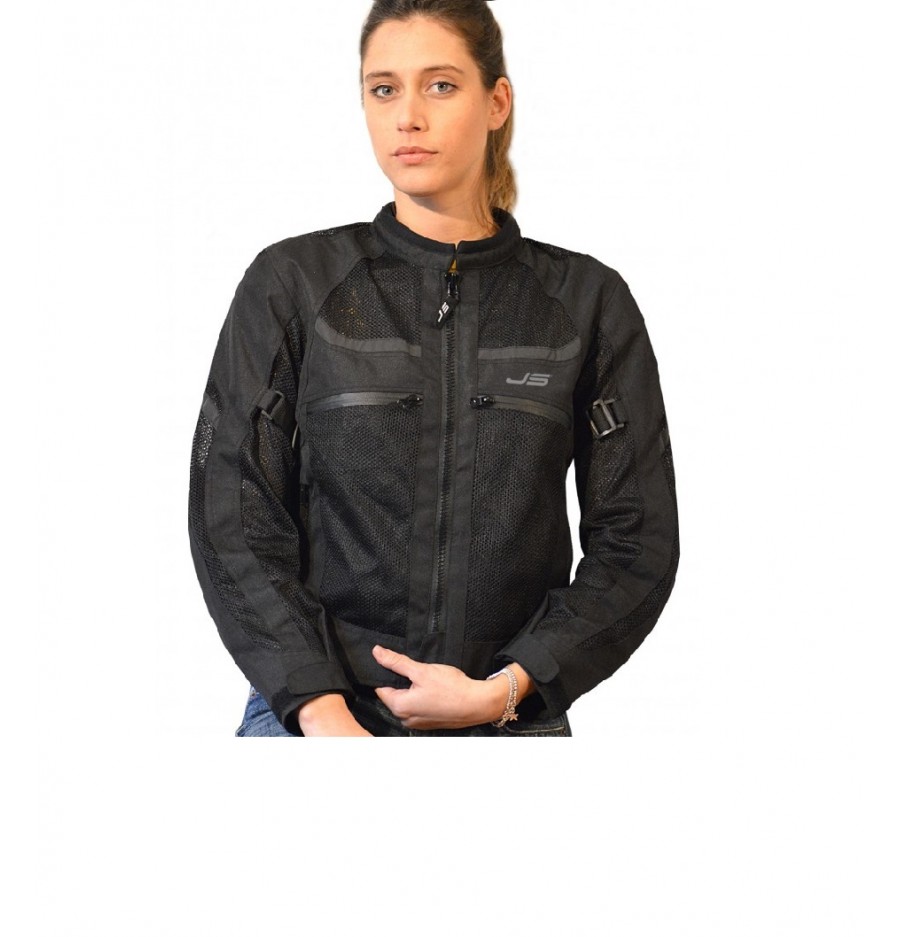 giubbotto-moto-donna-038rje-1.jpg Giacca da moto Donna Oz, traforata in MaxTex, Nero e Grigio - immagine 1