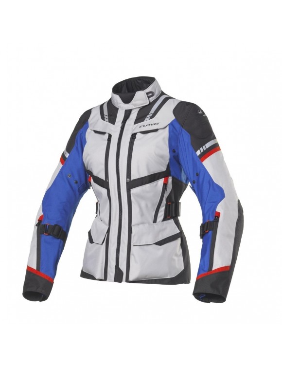 giubbotto-moto-donna-170ros-1.jpg Giacca moto donna 4 stagioni impermeabile Clover Savana 3 wp blu/grigio - immagine 1