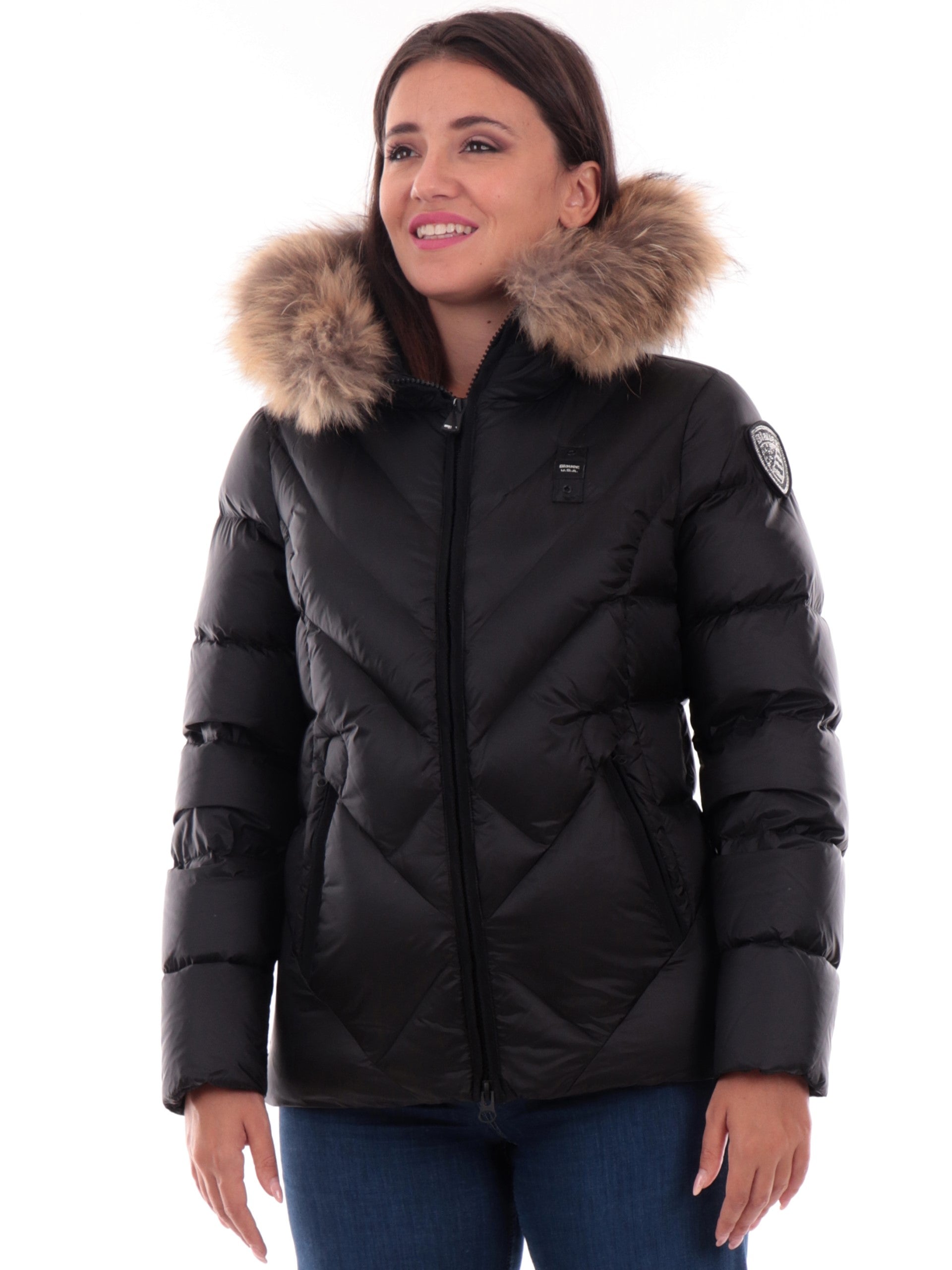 giubbotto-nero-donna-214zyx-1.jpg Giubbotto Nero Giubbino Donna Con Cappuccio Giubbino Blauer Nero Blauer Giacca Donna BLAUER PIUMINO DONNA - immagine 1