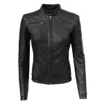 Giacca in vera pellenera Invernale da donna biker trapuntato moto Vanessa Type B