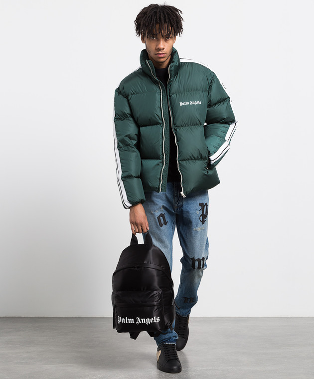 giubbotto-palm-angels-331ajw-1.jpg Palm Angels Piumino verde con logo PMED019F22FAB001 acquista online su Symbol - immagine 1