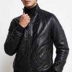 Giubbotto di Pelle con Zip NERO 48