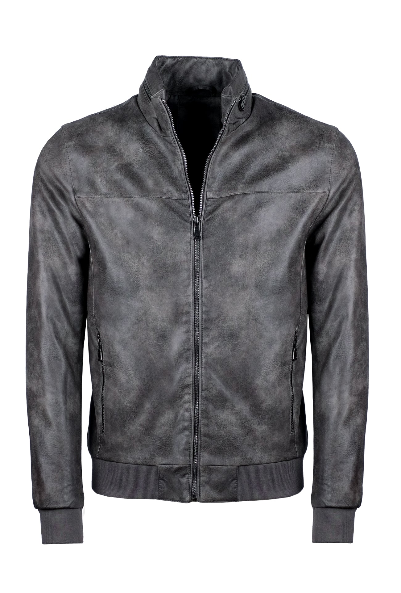 giubbotto-pelle-uomo-invernale-531aco-1.jpg Giubbotto uomo simil pelle invernale tessuto marmorizzato Dresserd GRIGIO - immagine 1