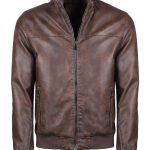 Giubbotto uomo simil pelle invernale tessuto marmorizzato Dresserd MARRONE
