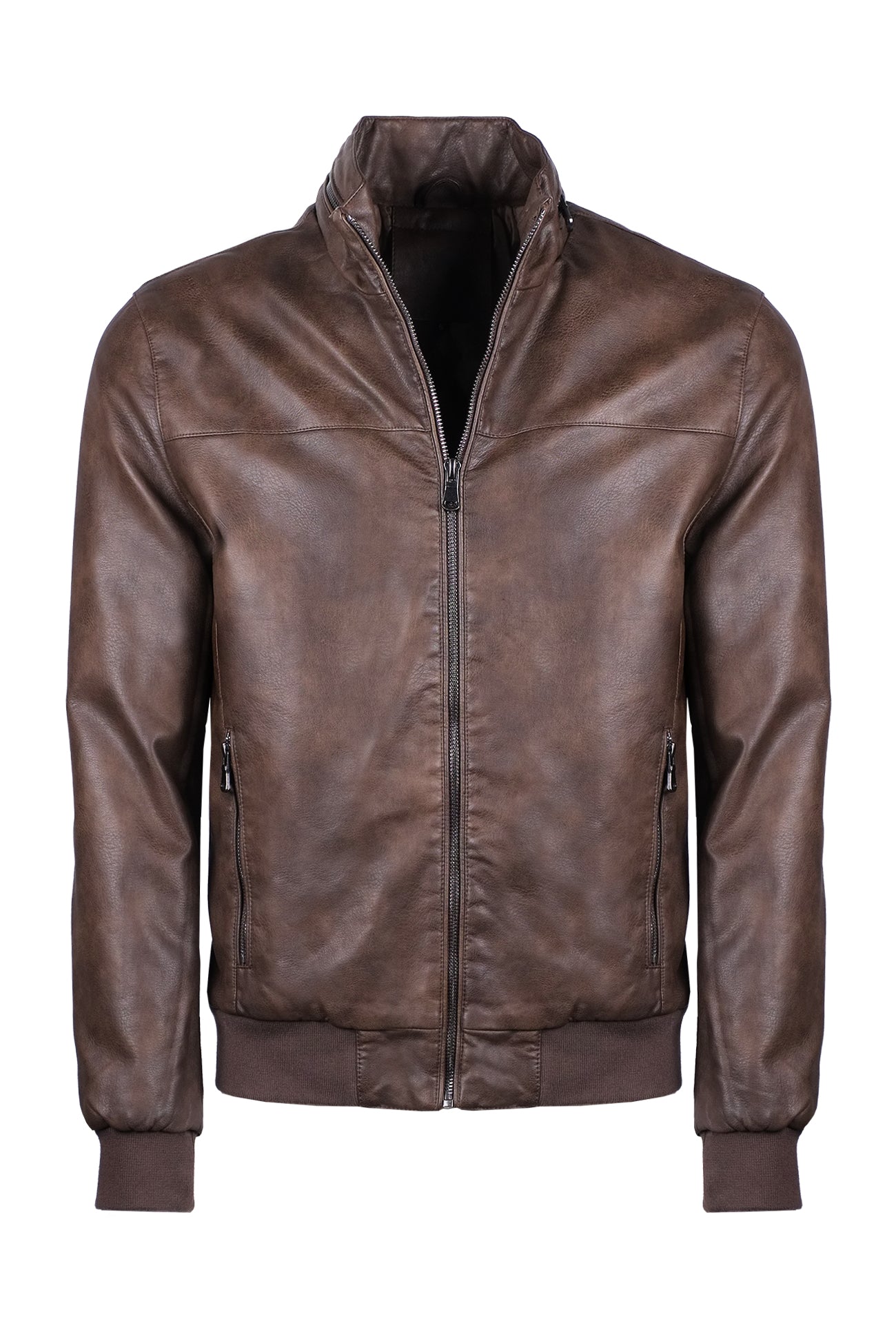 giubbotto-pelle-uomo-invernale-777fcz-1.jpg Giubbotto uomo simil pelle invernale tessuto marmorizzato Dresserd MARRONE - immagine 1