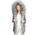 Parka donna invernale con pelliccia ecologic giacca giubbotto piumino lungo grigio pelo extra volume imbottito caldo mod donna parka K ZELL | ...