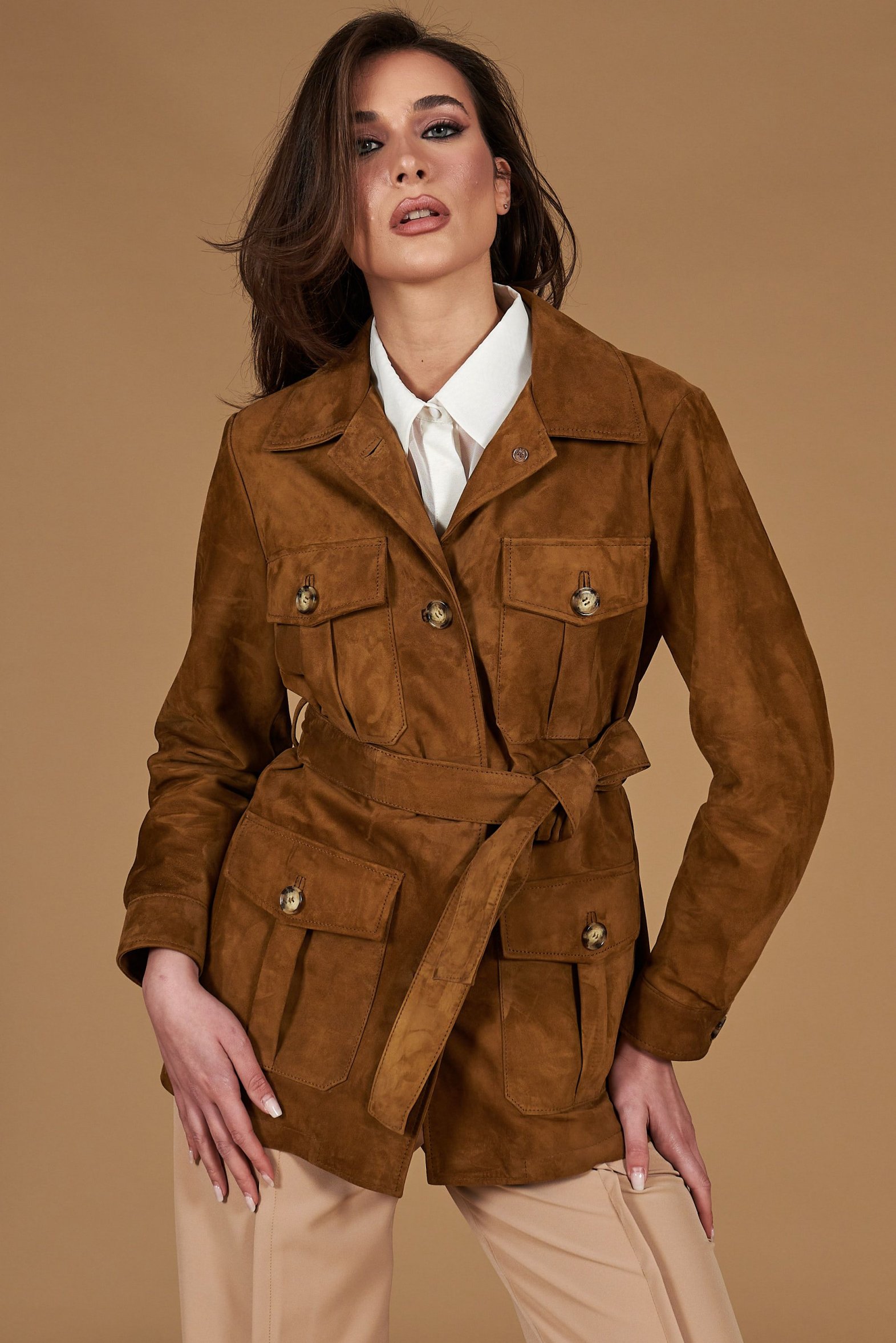 sahariana-800yhs-1.jpg Giacca sahariana color Cuoio da Donna - immagine 1