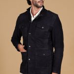Axel Sahariana camoscio blu uomo con tasche applicate