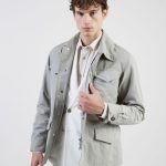 Giacca Sahariana in Cotone e Seta da Uomo 07 MILITARY GREEN / 42